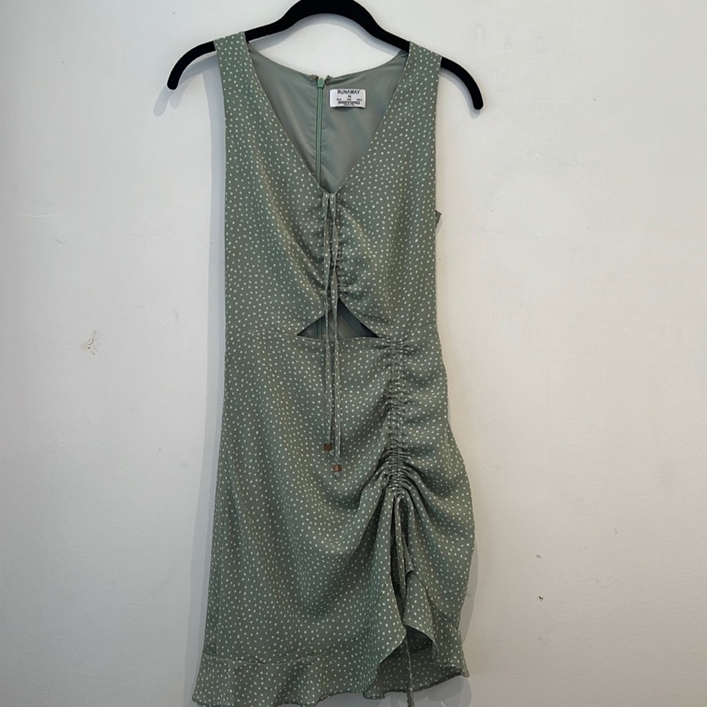 Green cutout runaway dress